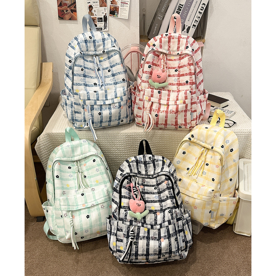 Stylische Schachbrettdruck-Rucksack Karnz