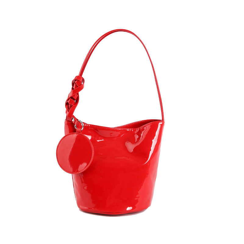 WoChic Patente Leder Eimer Tasche Karnz