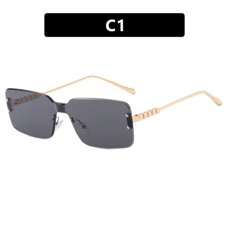 Damen moderne rechteckige Sonnenbrille mit stilvollem Metallrahmen Karnz