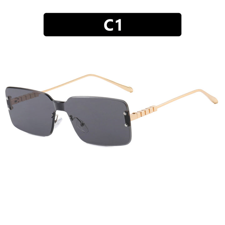 Damen moderne rechteckige Sonnenbrille mit stilvollem Metallrahmen Karnz