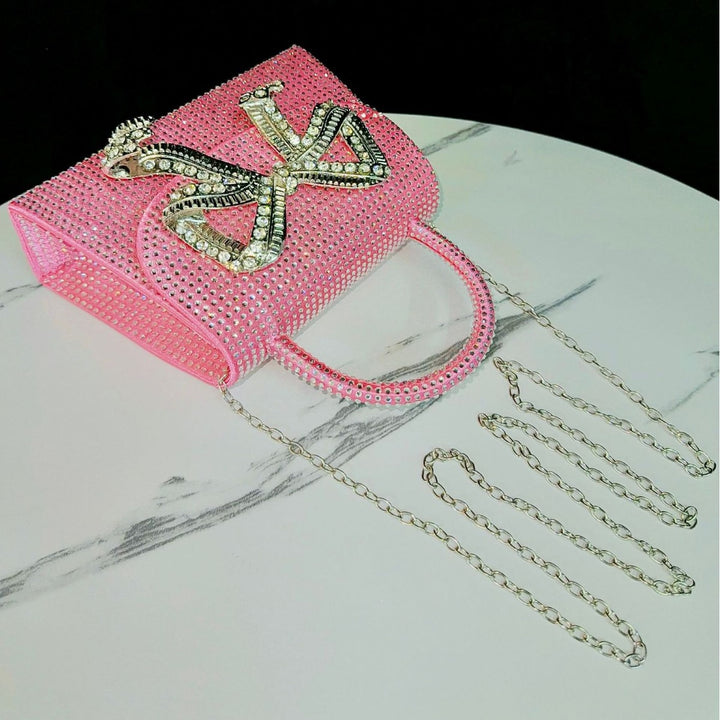 Rhinestone Schleifen-Clutch