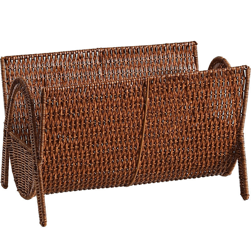 Unisex Rechteckiger Zeitschriftenkorb aus handgewebtem Rattan Karnz