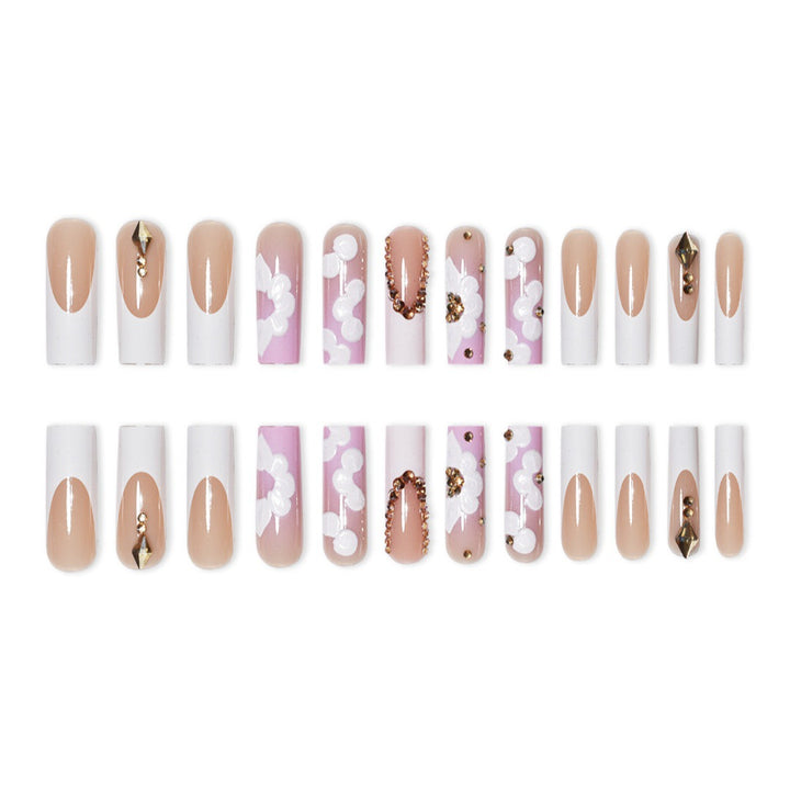 Extravagante florale Press-On-Nagelerweiterungen Karnz