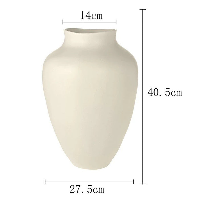 Minimalistische hohe Keramikbodenvase mit schmalem Hals