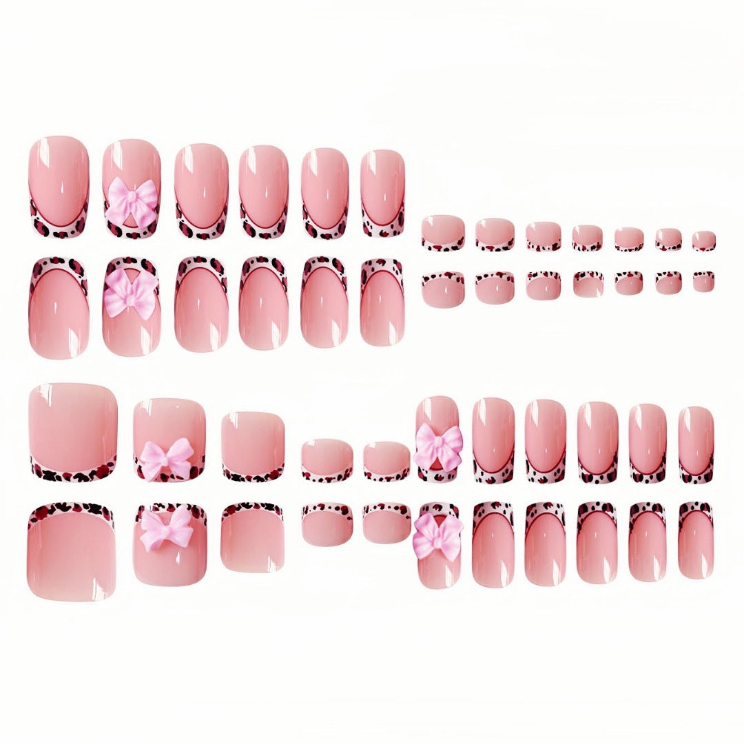Dekoratives 3D Schleifen Press-On Nagelset Karnz