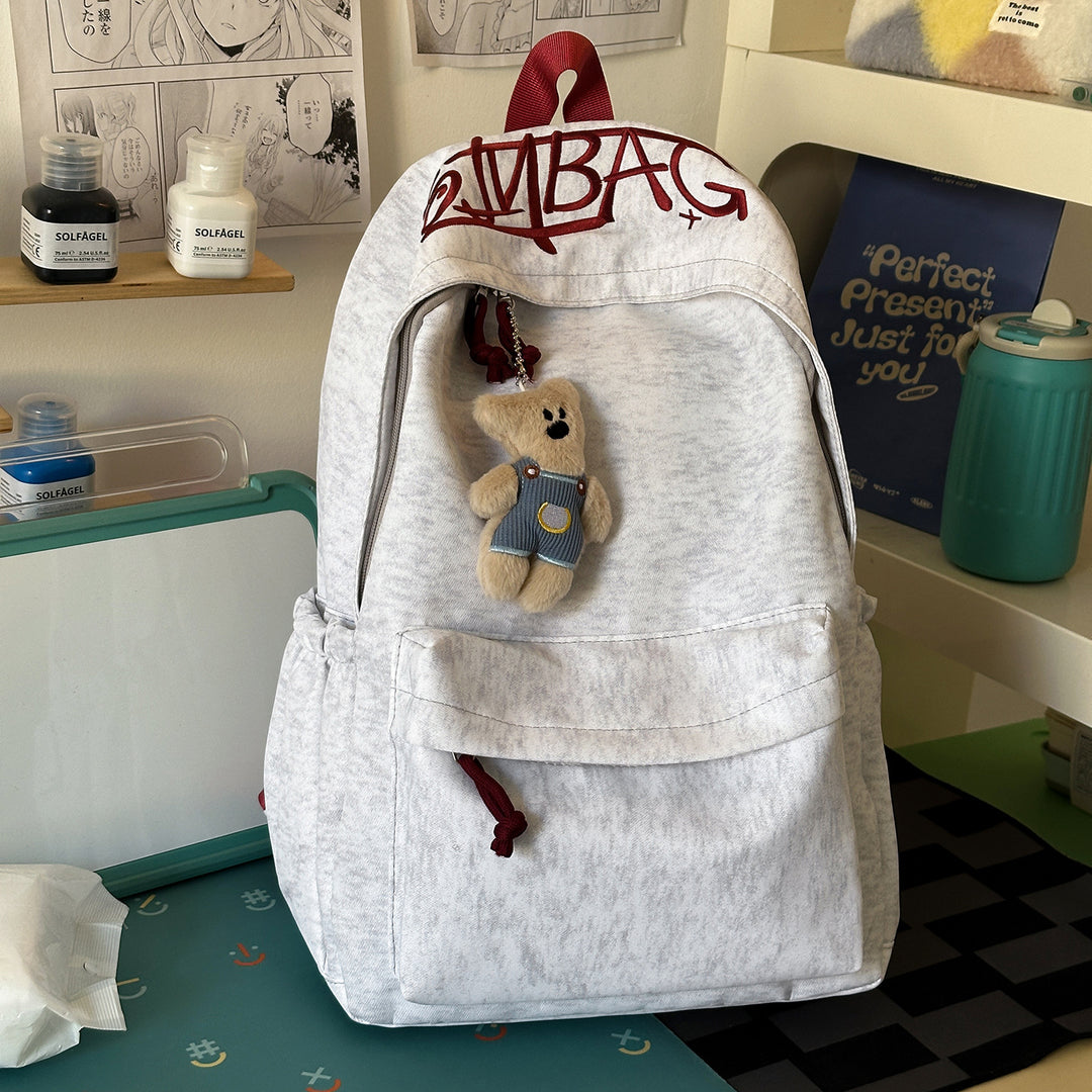 Lässiger Rucksack mit süßem Plüsch-Schlüsselanhänger Karnz