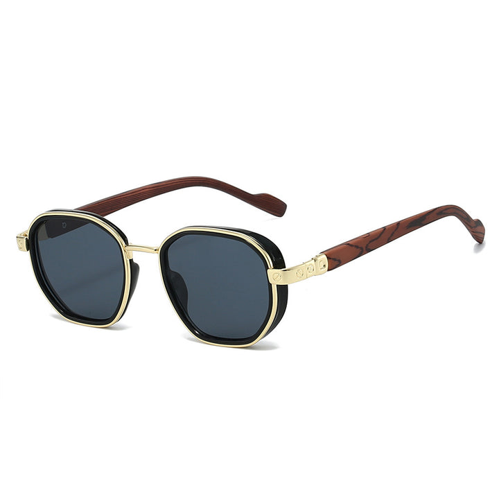 Geometrische rahmenlose Sonnenbrille mit luxuriösen goldenen Akzenten Karnz