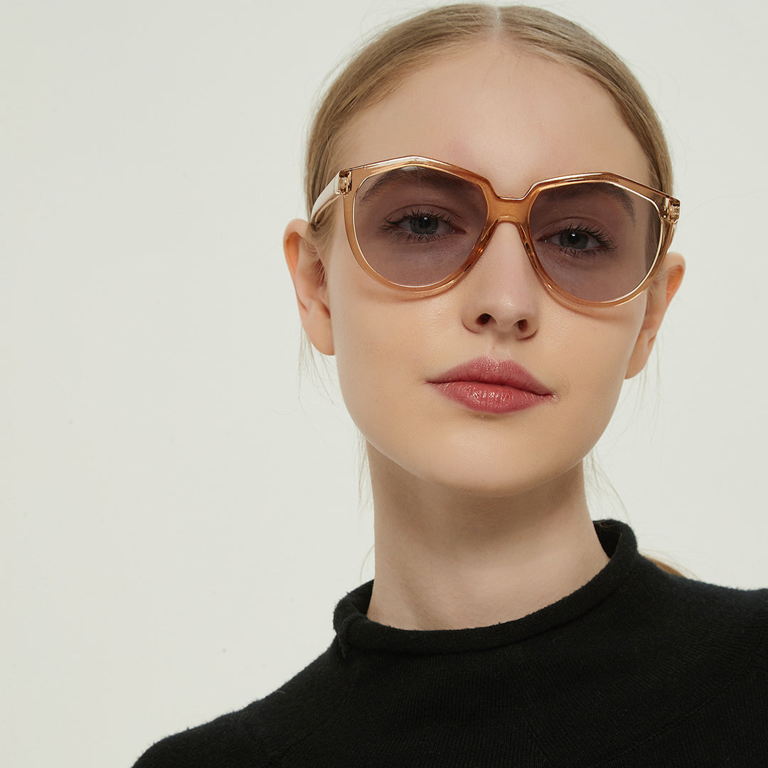 Damen stylische Sonnenbrille mit klarem Rahmen und polarisierten Gläsern Karnz
