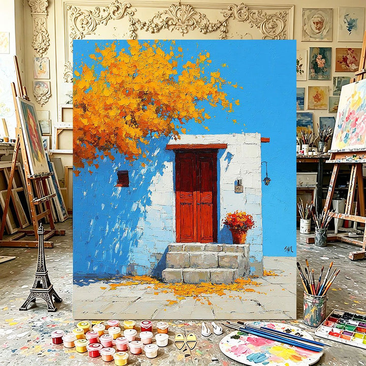 Herbstinspiriertes Landschaftsleinwandkunst Karnz