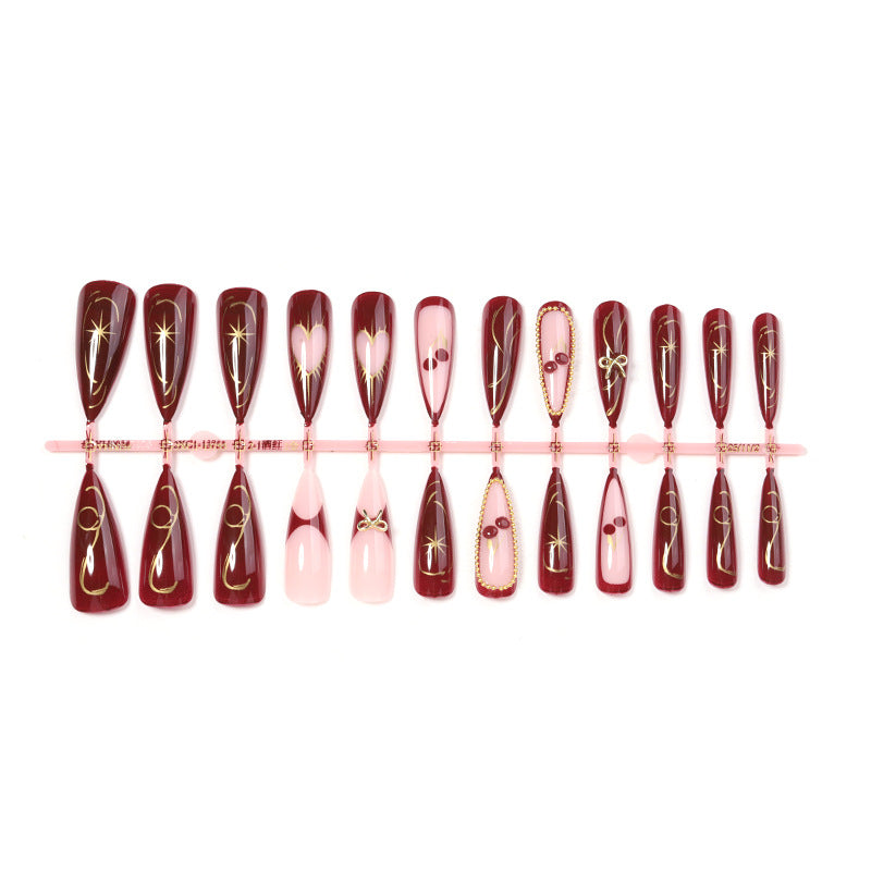 Premium Künstlerisches Stiletto Press-On Nageldesign Karnz