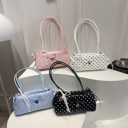 WoCharming Polka Dot Schleifen-Detail Handtasche Karnz