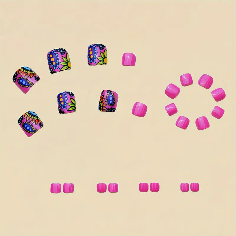 Kunstnagelset mit buntem Mandala-Design Karnz