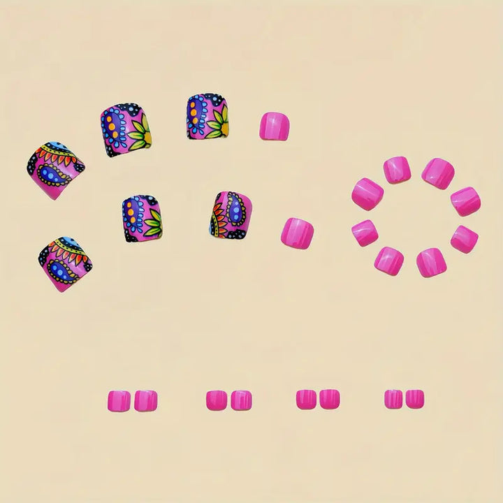 Kunstnagelset mit buntem Mandala-Design Karnz