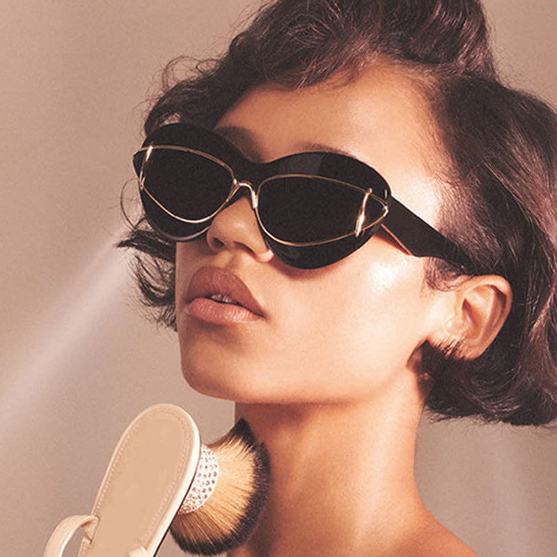 Damen extravagante Katzenaugen-Sonnenbrille Karnz