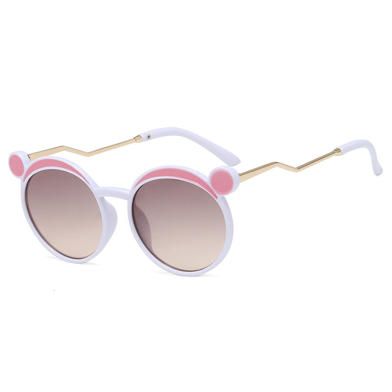 Damen Fashion-Runde Sonnenbrille mit innovativem Rahmen und farbigen Gläsern Karnz