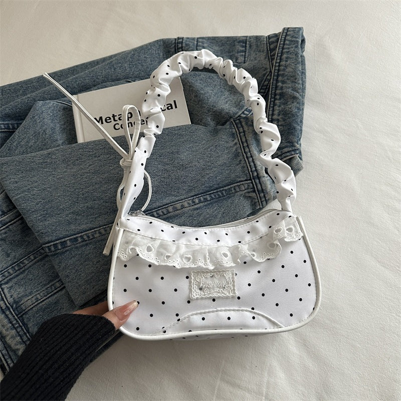 Polka-Dot-Rüschenschulter-Handtasche