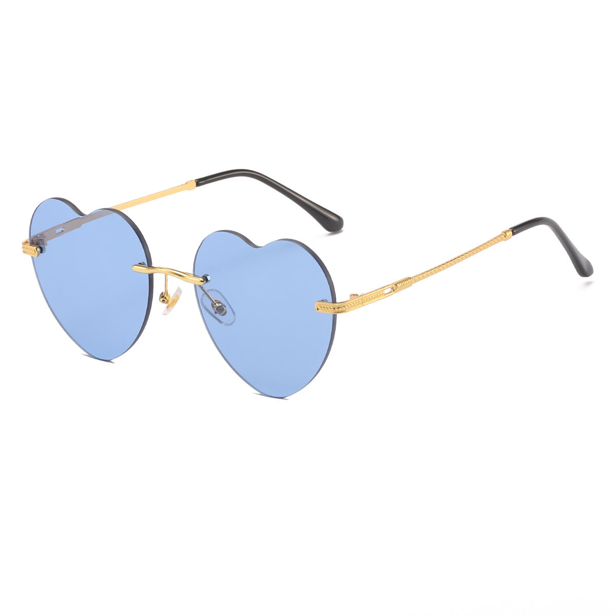 Damen Herzförmige Sonnenbrille mit verspiegelten Gläsern und goldenem Rahmen Karnz