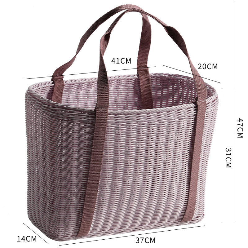 Unisex Robust geflochtener Einkaufskorb mit bequemen Stoffgriffen Karnz