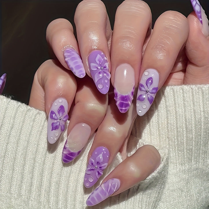 Premium Floral Press-On Nails Karnz