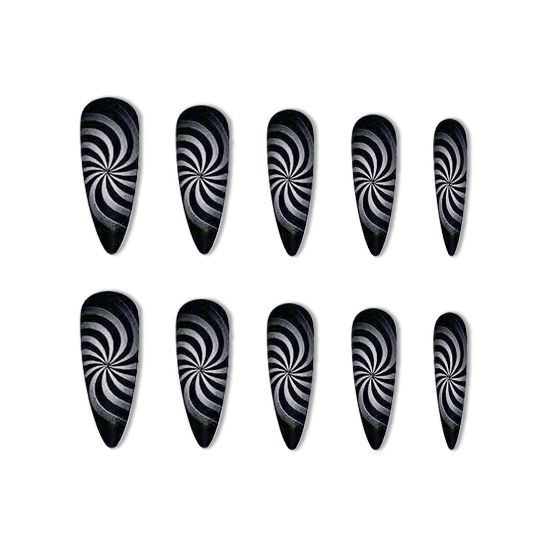 Künstlerisches Spiralmuster Nagelverlängerungen Karnz