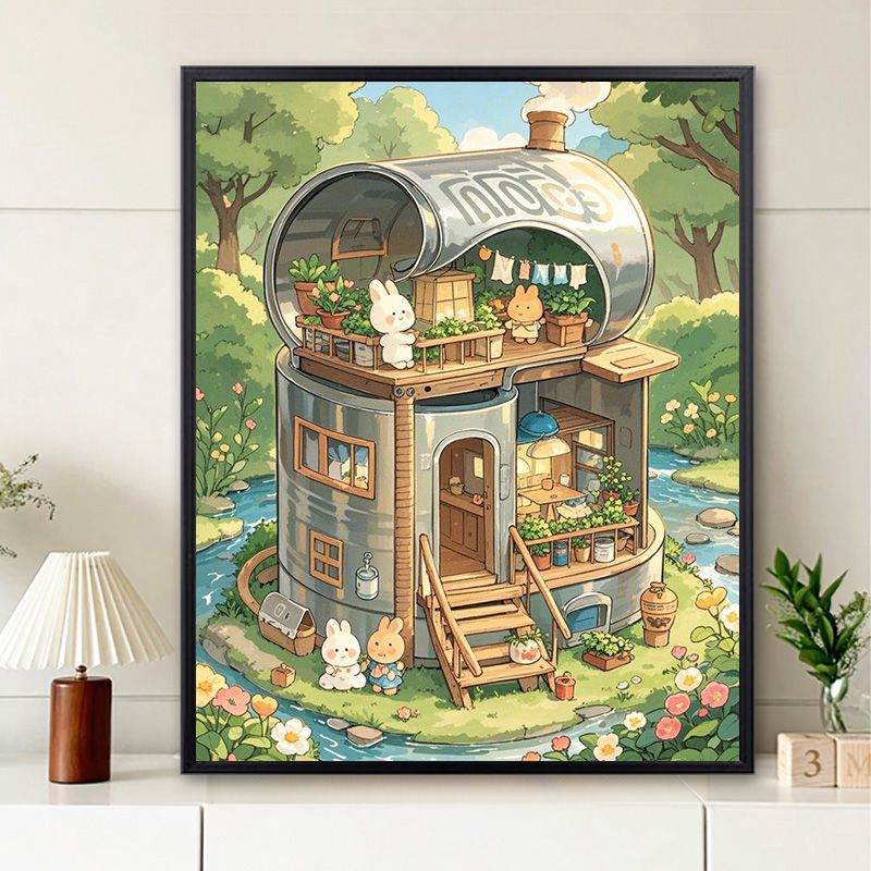 Verspielte Wohnillustration Wandkunst Karnz