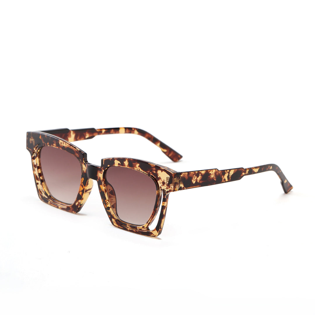 Damen trendige geometrische Sonnenbrille mit stilvollem, quadratischem Rahmen Karnz
