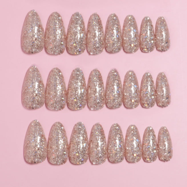 Glitzerndes mandelförmiges Press-On-Nagelset Karnz