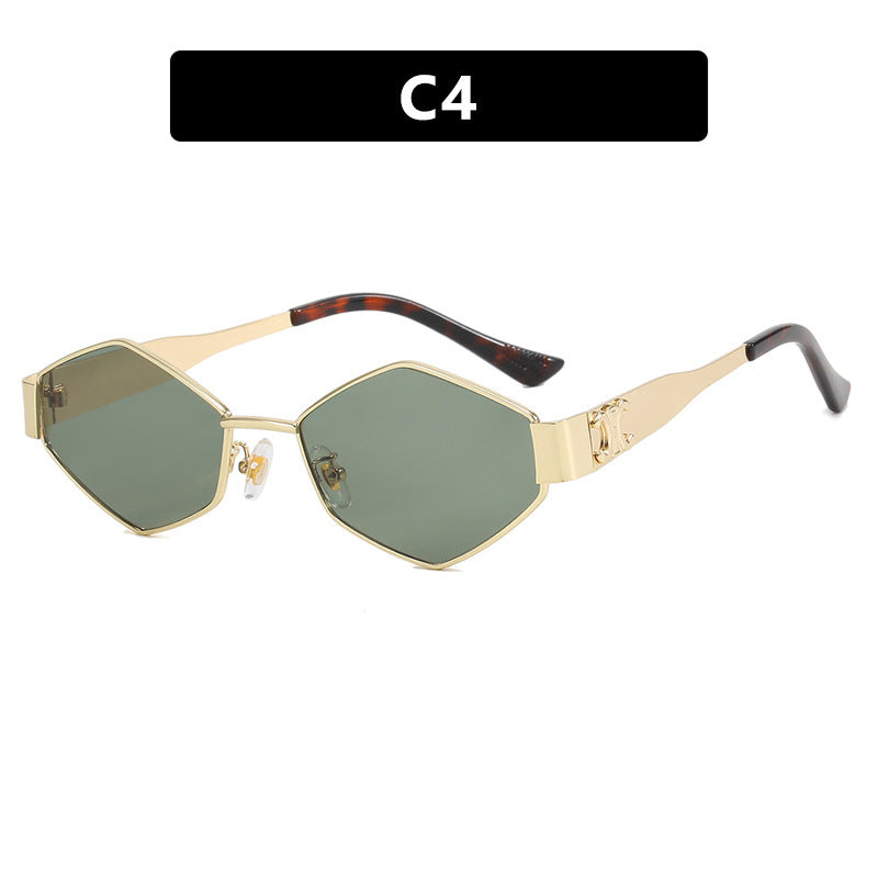 Damen hexagonale Designer-Sonnenbrille mit innovativem Metallrahmen Karnz