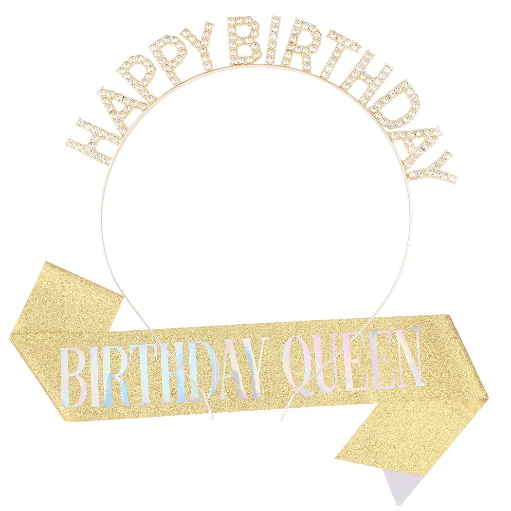 Damen Glitzernder Haarreif mit "Happy Birthday" Aufschrift Karnz