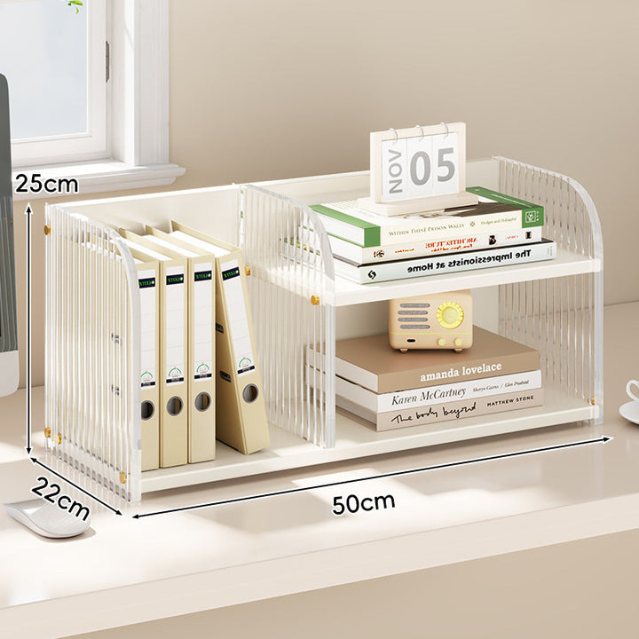 Gekrümmtes Acrylpanel Dual-Compartment Schreibtisch Buch- und Dokumentenorganisator