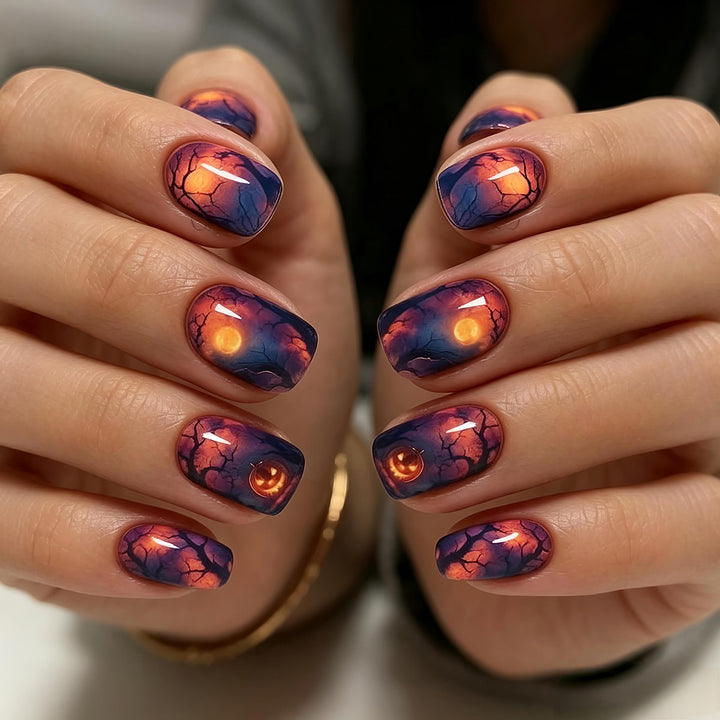 Kreative Kunstnägel mit Celestialem Mond- und Sternenmotiv Karnz