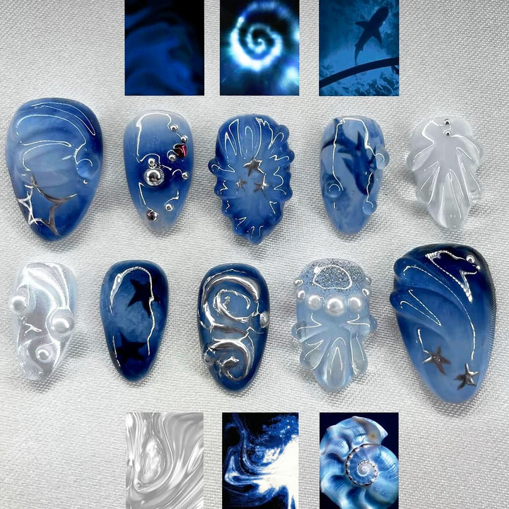 Galaxy-inspirierte Druck-Nagelkunst