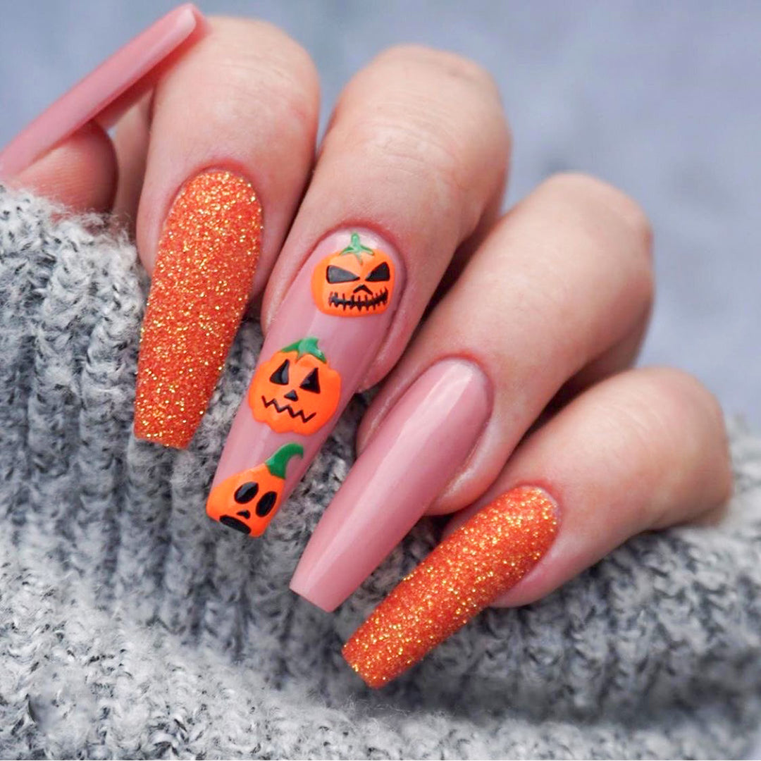 Kürbis-Themen Stiletto Nagelkunst Extensions Karnz