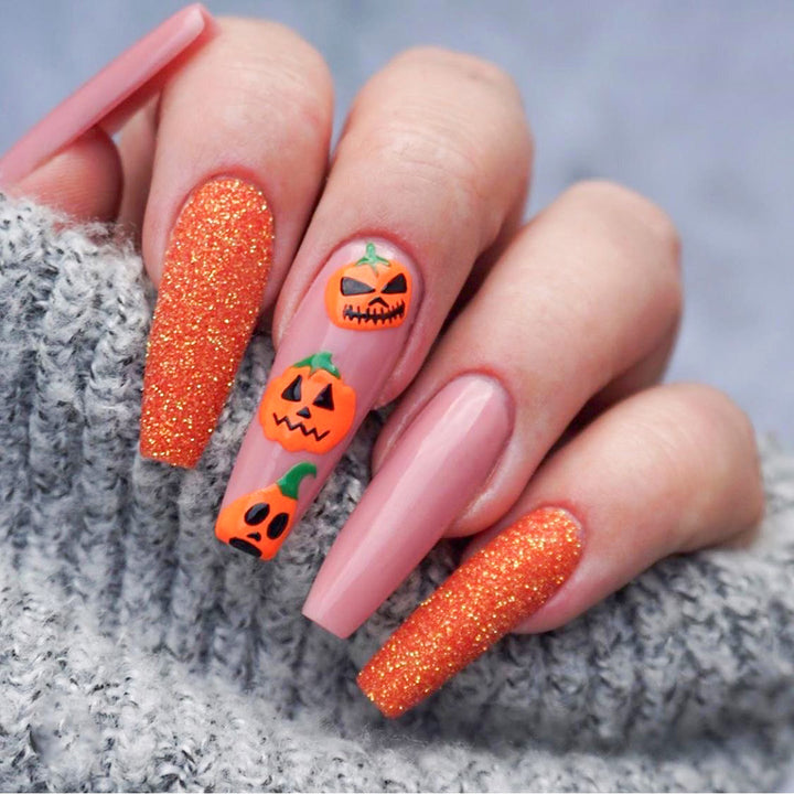 Kürbis-Themen Stiletto Nagelkunst Extensions Karnz