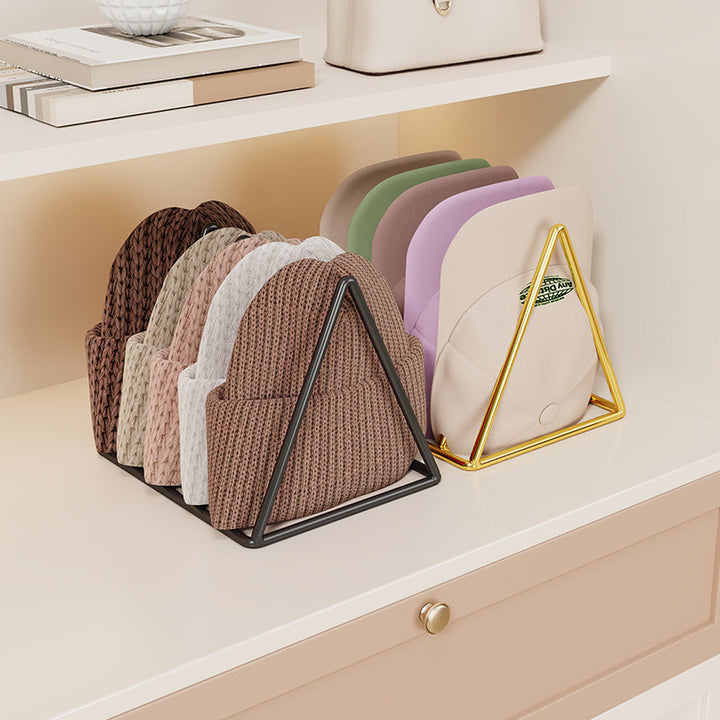 Dreieckiger Metall-Multi-Slot-Strickmütze und Beaniefächer-Rack