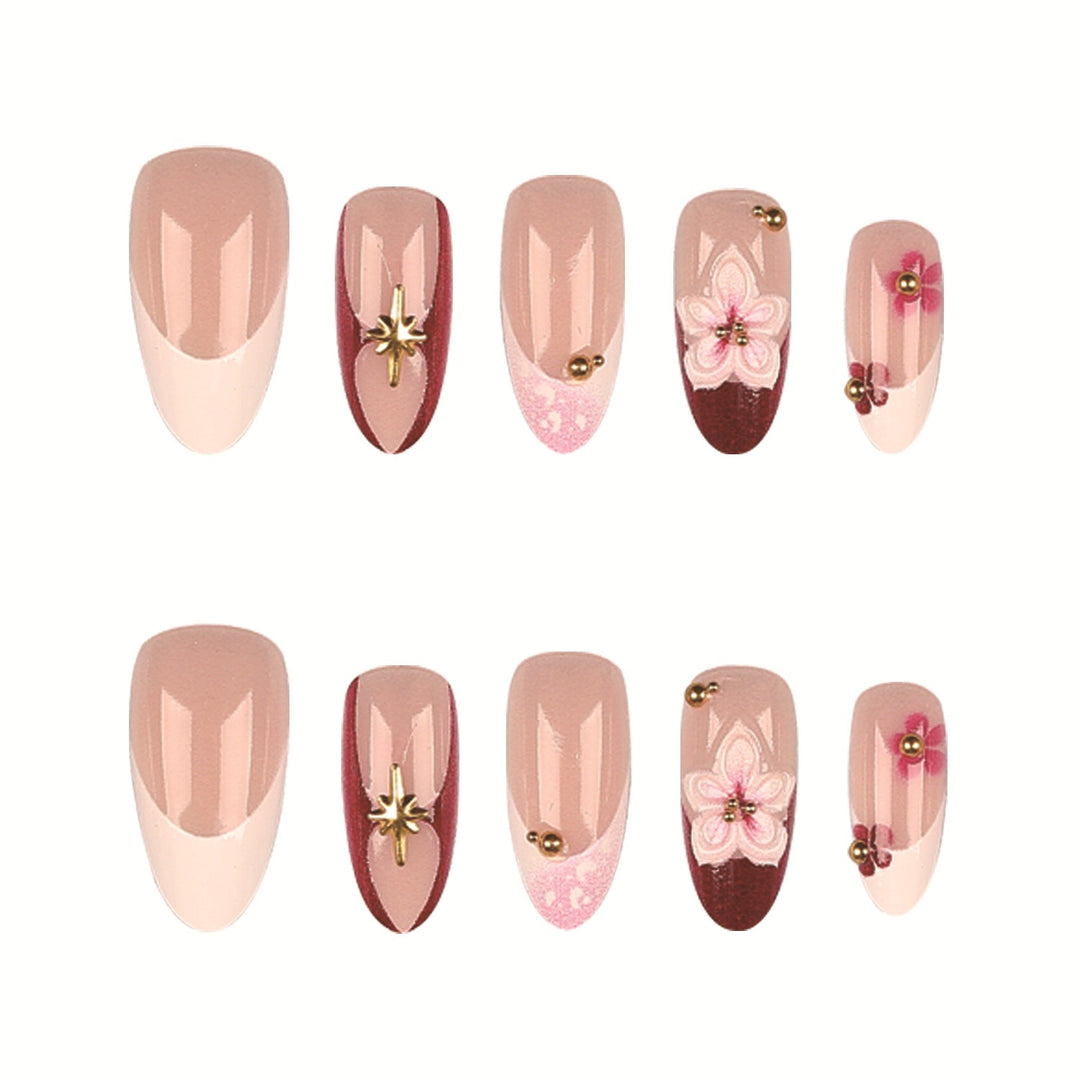Künstlerisches florales Design Press-On-Nagelset