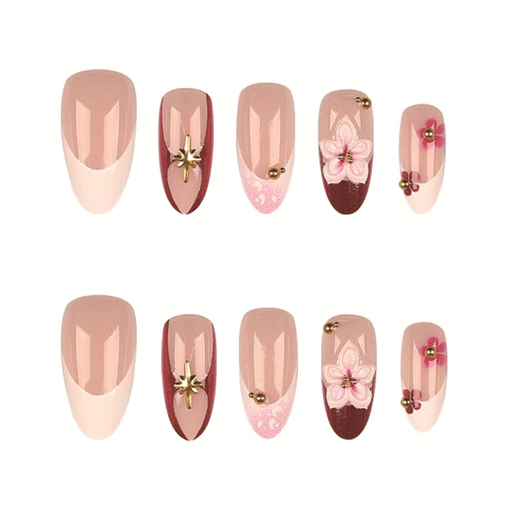 Künstlerisches florales Design Press-On-Nagelset