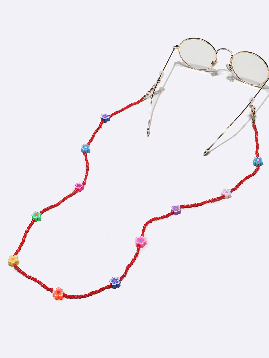 Bunte Blumige Perlen Brillen Kette Karnz