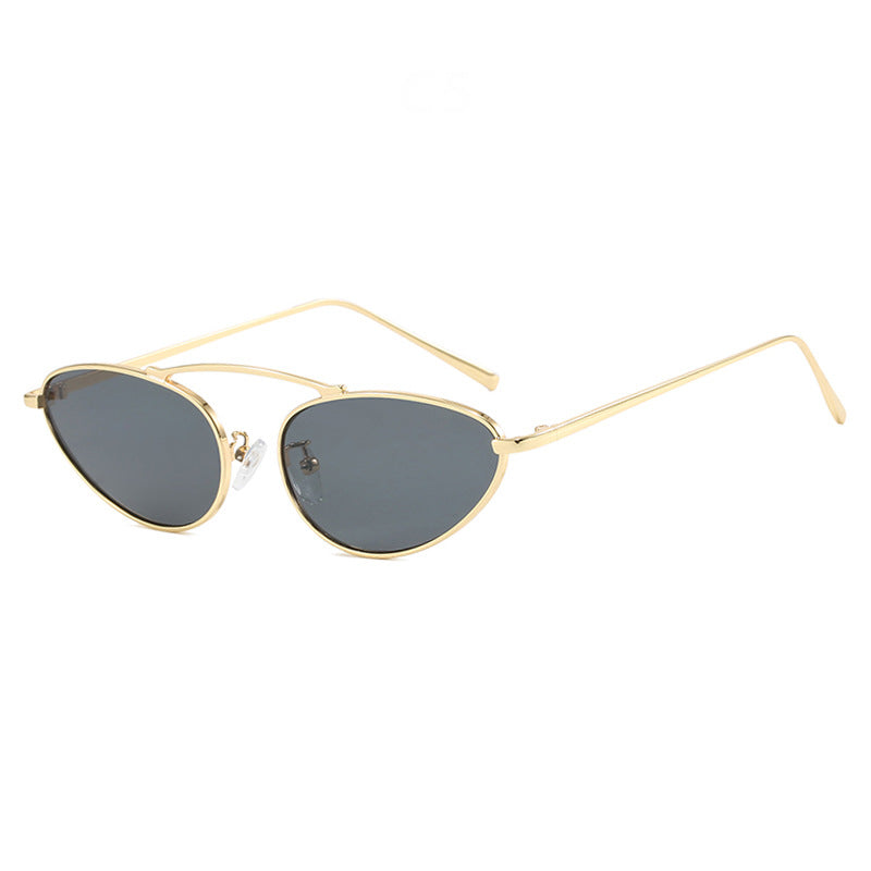 Damen trendige Cat-Eye Sonnenbrille mit schmalem Metallrahmen Karnz