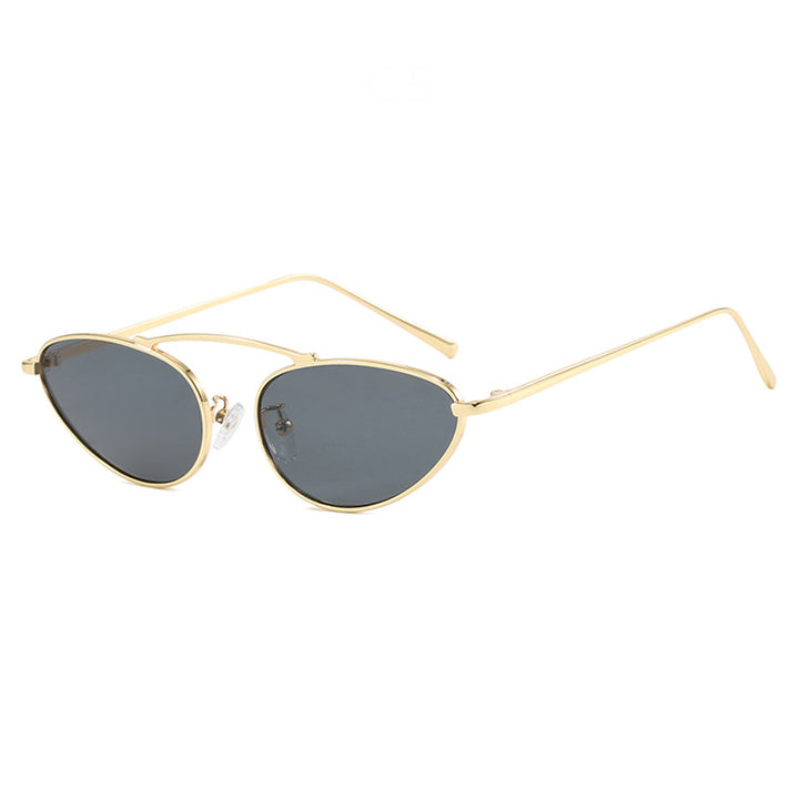 Damen trendige Cat-Eye Sonnenbrille mit schmalem Metallrahmen Karnz