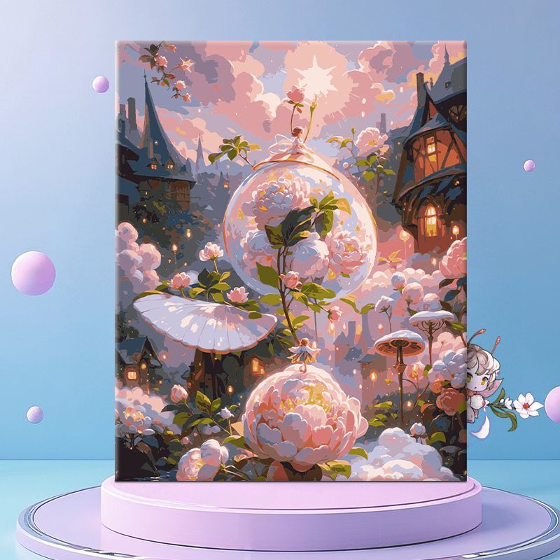 Verspielt Florale Fantasie Leinwand Wanddekoration Karnz