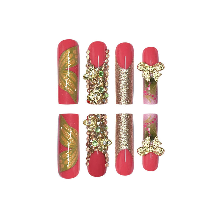 Künstlerisches florales Press-On-Nagelset Karnz