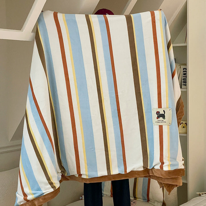 Oversized Gestreifter Plüsch Tragbarer Decken-Poncho