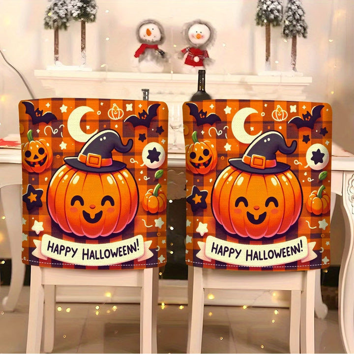 Elastische Stuhlrückenbezüge mit Halloween-Katzenmotiv