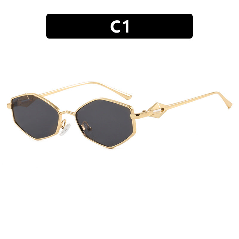 Damen geometrische Sonnenbrille mit schützendem UV-Filter und high-end Metallrahmen Karnz