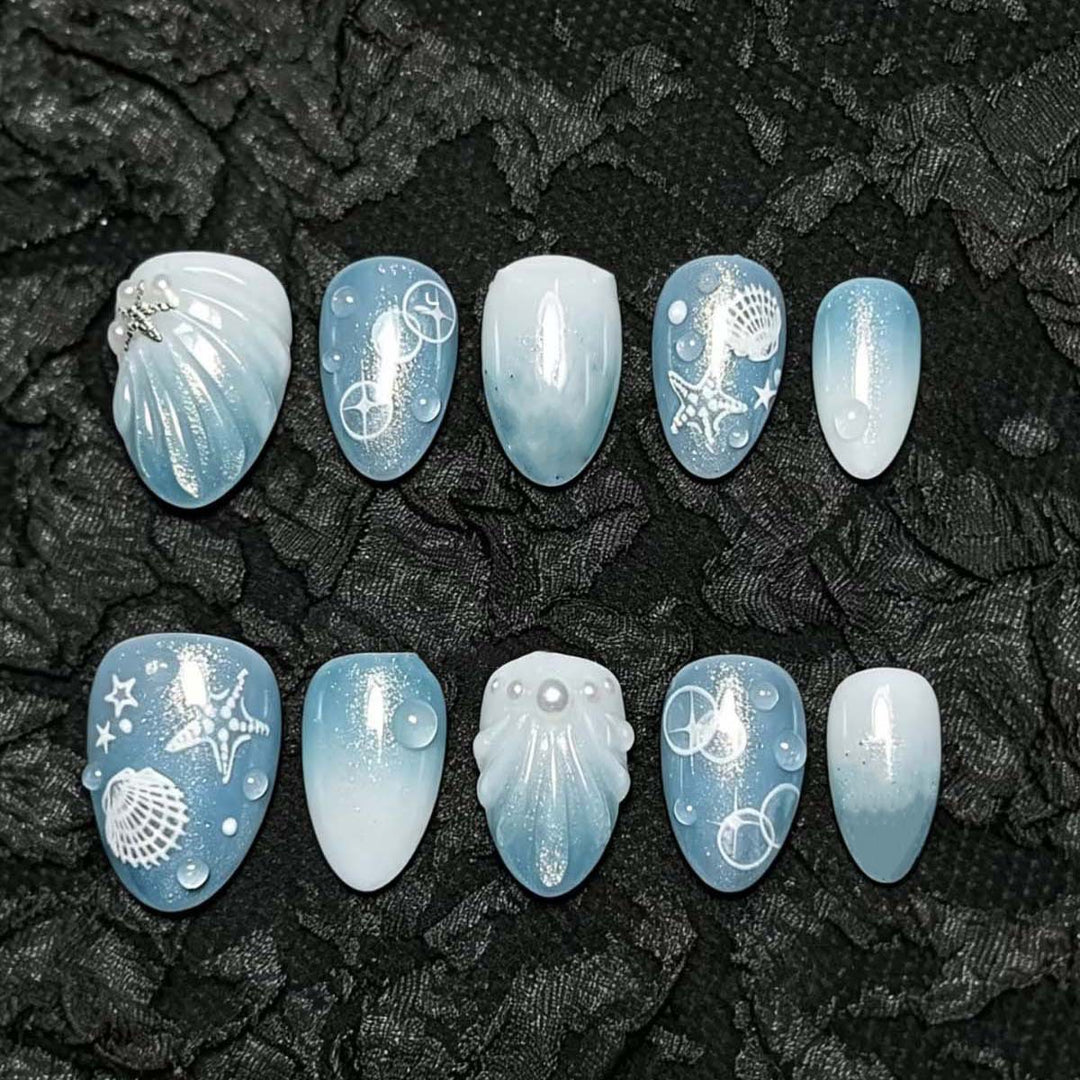 Künstlerisches vom Ozean inspiriertes Press-On Nail Set Karnz
