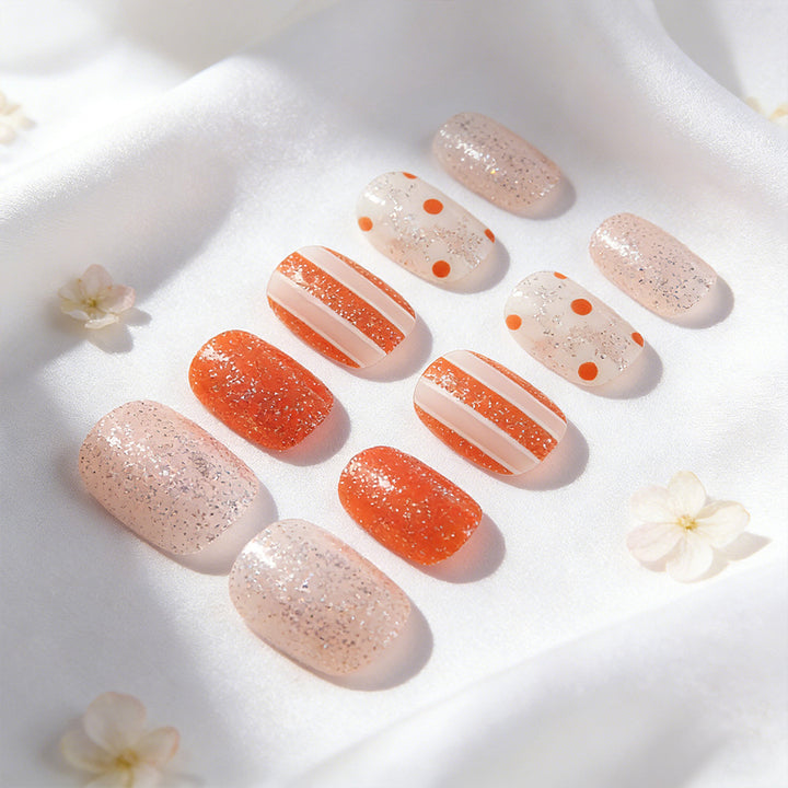Künstlerisches Glitter Press-On Nagelset Karnz