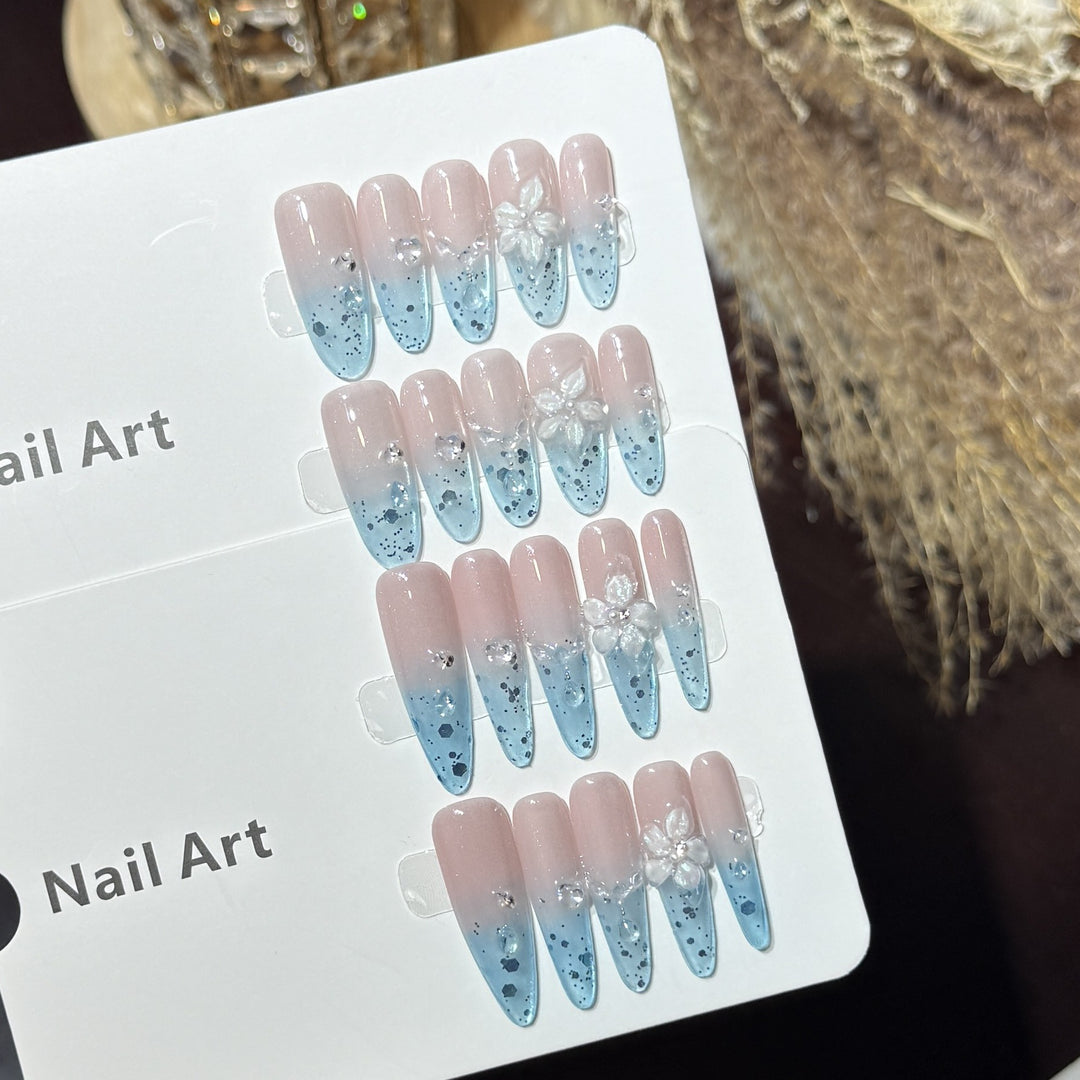 Ombre Floral Press-On Nail Art Set Karnz