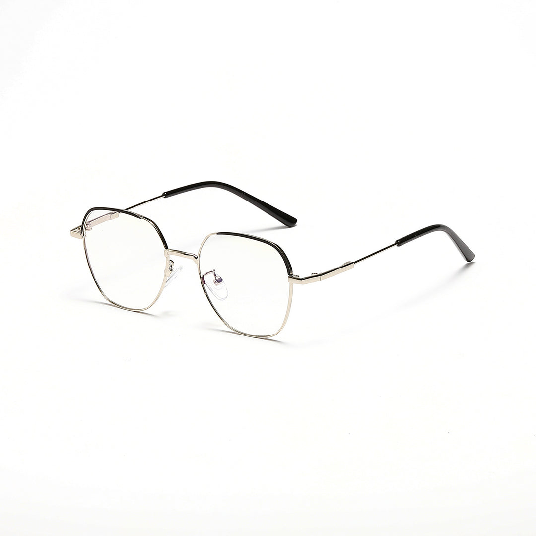 Damen modische Sonnenbrille mit schmalem Metallrahmen und blauen Gläsern Karnz