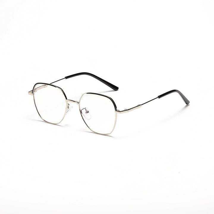 Damen modische Sonnenbrille mit schmalem Metallrahmen und blauen Gläsern Karnz